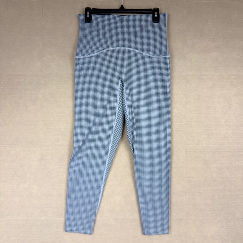 Spanx Booty Boost Houndstooth High Waisted Leggings Navy White Large